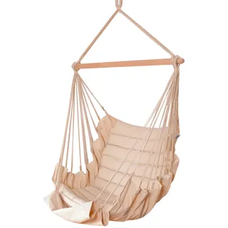 MacaMex SoftChair Creme - uni natur weiß, gepolstert,er wetterfester Hängesessel mi - Beige