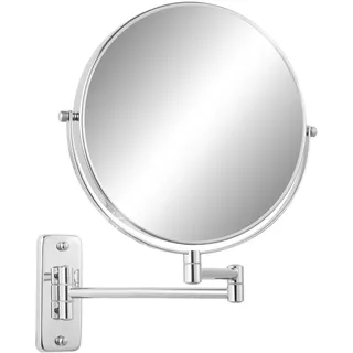 FFowcye 9 Zoll Vergrößerungsspiegel Wandmontage, 1X/7X Schminkspiegel Wandmontage, Ausziehbarer Rasierspiegel, 360° Schwenkbarer Verstellbarer Wandspiegel für Badezimmer, Chrome (Kein Lich)