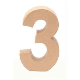 Glorex  GLOREX 6 2029 133 - Papp - Zahl 3, aus brauner Pappe, ca. 17,5 X 5,5 cm groß, zum bemalen und bekleben, für Serviettentechnik und Décopatch, ideal als Dekoration
