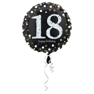 amscan® Amscan 3323901 - Standard Folienballon Happy Birthday 18, Durchmesser circa 43 cm, Heliumballon, Geburtstag