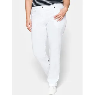 Cargohose SHEEGO, Damen, Gr. 48, Normalgrößen, weiß, 97% Baumwolle, 3% Elasthan, unifarben, Hosen Cargohose