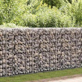 vidaXL Steinkorb Gabione mit Deckeln Verzinkter Draht 100×100×30 cm - Silber