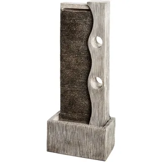 Dehner Gartenbrunnen Eclipse mit LED Beleuchtung, ca. 100 x 40 x 19.8 cm, Polyresin, grau