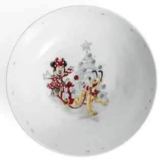 Fyrklövern Minnie & Pluto Schale Disney, 18 cm, Porzellan, Spülmaschinenfest, Winter, Weiß