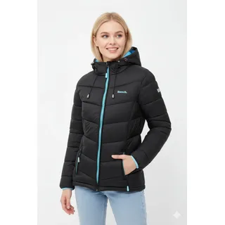 Bench. Steppjacke "JIYRA" mit Kapuze leichte, taillierte Übergangsjacke mit breiter Steppung und Kapuze, schwarz
