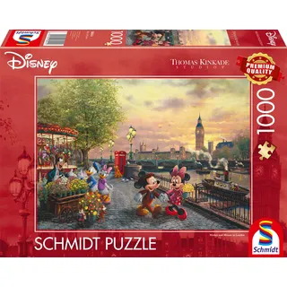 Schmidt Spiele 58044 Thomas Kinkade, Disney, Mickey & Minnie in London, 1000 Teile Puzzle