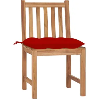 vidaXL Gartenstühle 2 Stk. mit Kissen Massivholz Teak - Rot