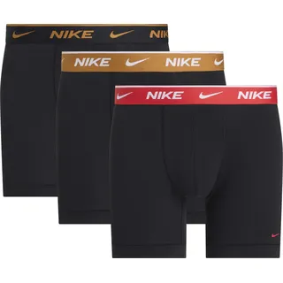 Boxershorts NIKE UNDERWEAR "BOXER BRIEF 3PK", Herren, Gr. S, 3 Stk., blk light crimsn, desrt ochre, blk wb, Jersey, Obermaterial: 95% Baumwolle, 3% sonstige Fasern, 2% Elasthan, kontrastfarbene Details, unifarben, körpernah, Unterhosen Boxershorts, mit NIKE Logo-Elastikbund