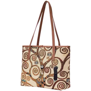 GOEBEL Klimt Große Tasche Schultertasche Baumwolle Beige/Braun/Gold
