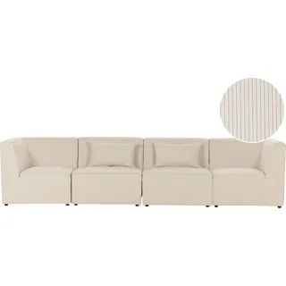 BELIANI Sofa Hellbeige Stoffbezug aus Cord mit Armlehnen 2 Kissen 4-Sitzer Modulsofa Wohnzimmermöbel Modern Wohnecke Sitzecke - Beige