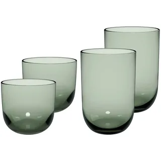Glas "Trinkgläser Like Glass 4er Set", grün (sage), B:2cm H:2cm, Glas, LIKE. BY VILLEROY & BOCH, Trinkgefäße, Glas, Handwäsche wird empfohlen
