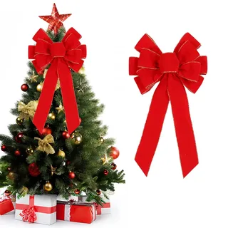 Schleifen Weihnachtsbaum, 1 Stück Rote Schleifen Weihnachten, 50 x 28cm Große Rote Schleife, Weihnachtsbaum Schleife Rot, Weihnachtsschleife für Weihnachtskränze, Weihnachtsbäume, Türen (1PCS)