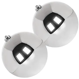 Benjia Weihnachtskugeln Groß Aussen, Dekokugel Wetterfeste Riesen Große Gross XXL Outdoor Draußen Draussen Kunststoff Weihnachtskugel Christbaumkugeln Kugeln Weihnachten (20cm/2STK, Silber)