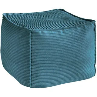 Hom`in Pouf , Petrol , Textil , Füllung: Styroporkugeln , 66x40x66 cm , Blauer Engel, Goldenes M, Oeko-Tex® Standard 100, DGM-Klimapakt , Indoor , Wohnzimmer, Sessel, Hocker & Hockerbänke, Poufs
