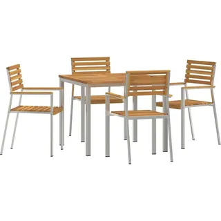 vidaXL Garten Essgruppe 5 stk. Massives Akazienholz und Edelstahl - Braun