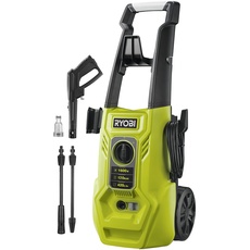 RYOBI 1600 W Elektro-Hochdruckreiniger RY120PWA (120 bar Druck, 420 l/h Födermenge, 40° Wassertemperatur, Aluminiumpumpe, 5m stahlarmierter Schlauch, 5m Kabel, Vario- und Turbo-Lanze)