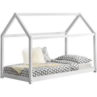 [en.casa] Hausbett Netstal 90 x 200 cm Kiefer massiv weiß
