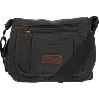 Christian Wippermann große XL Herren Damen Tasche Umhängetasche Canvas Messenger Bag  Schwarz - Schwarz