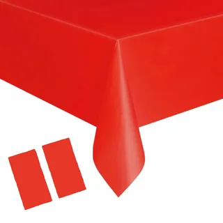 2Stück Einweg Tischdecke Rot Kunststoff Tischdecken Rechteckig,137*274cm Tischdecke Rolle Wasserdichte Ölbeständig Garten Tischtuch Papiertischdecke für Party,Kinder Geburtstag,Hochzeiten,Weihnachten
