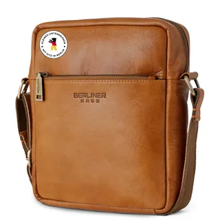 Berliner Bags Vintage Umhängetasche Tom, Schultertasche aus Leder, Männerhandtasche und Crossbody für Herren – Braun