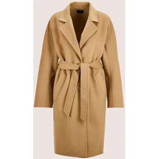 Langmantel MADELEINE "Mantel Ungefütterter, taillierter Wollmantel", Damen, Gr. 46, beige, Obermaterial: 100% Wolle WO., Modern, Mäntel Langmantel, Wollmantel in Doubleface Verarbeitung