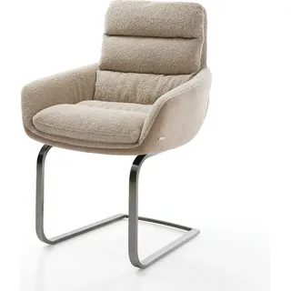 DELIFE Freischwinger Abelia-Flex mit Armlehnen Materialmix Schlamm Freischwinger flach Graphit - Braun, Beige