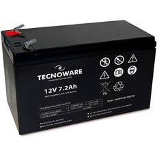 Tecnoware Ersatzbatterie für Unterbrechungsfreie Notstromversorgung (USV), Videoüberwachungs und Alarmsysteme - 12V Kapazität 7 Ah Faston-Anschluss 6.3 mm - Abmessungen 15,1 x 9,4 x 6,5 cm