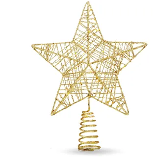 Christbaumspitze Stern - Baumspitze & Tannenbaum Aufstecker für Tannenbaum & Weihnachtsbaum zu Weihnachten - Tannenbaumspitze (Gold)