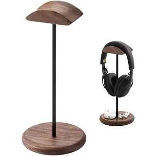 muso wood Headset Halterung Tisch Kopfhörer Ständer aus Walnussholz und Aluminium, stabiler Kopfhörerständer aus Holz, nachhaltiger Headset Ständer, Gaming Kopfhörer Halterung Halter