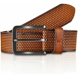 Ledergürtel LERROS "Gürtel *Lewis* aus geprägtem Büffelleder", Herren, Gr. 85, braun (cognac), Leder, Gürtel Ledergürtel