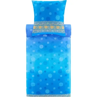 Bassetti Satin-Bettwäsche-Garnitur PALLAVICINO Farbe C1 AZURBLAU Größe 240x220+2x80x80 - Orange, Blau
