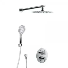 HSK Shower-Set 1.04 Rund, mit Wandarm rund gerade, chrom, 1002104-RKB7, Ausführung: mit Kopfbrause rund, flach, Ø400 mm, Höhe 8 mm