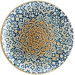 Bonna 6x Alhambra Teller flach 27cm 3cm hoch Blau Beige Porzellan ALHGRM27DZ Speiseteller Set Essteller Tafelservice Geschirr