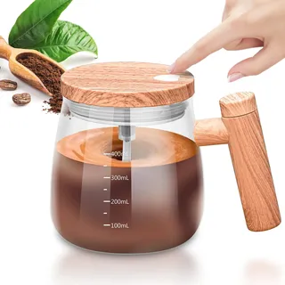 Selbstrührende Tasse, 400ml Self Stirring Mug, Automatischer Rührbecher, Tragbarer Glas Selbstrührender Becher, Rührkaffeebecher mit Deckel, Elektrische Rührtasse für Kaffee,Milch,Heiße,Schokolade