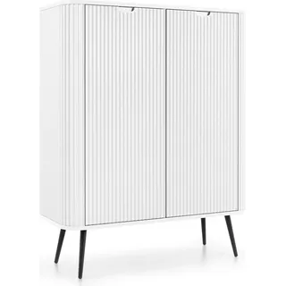 FURNLUX Sideboard Zova Weiss Und Schwarz 103cm / Hauptfarbe: Weiß / Abmessungen: 103 x 129 x 39 cm - Weiß