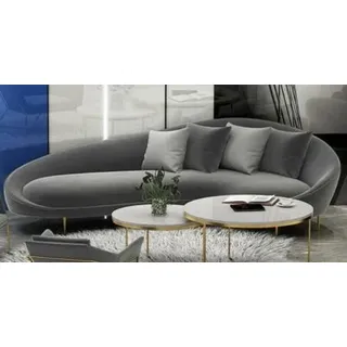 Ecksofa + Sessel Wohnlandschaft Relax Sitz Design Couch Lounge Sofas Textil Samt - Grau