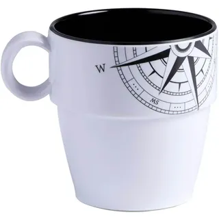 Kaffee- Becher Tasse, Kaffeepot, Mug, Melamin, Lombok - Serie einzeln - Grau, Weiß