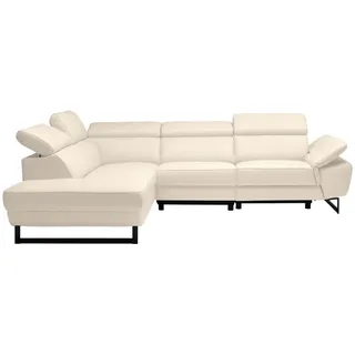 Celina Home Ecksofa , Beige , Leder , Echtleder , Rindleder, Spaltleder , Ottomane links, L-Form , 281x225 cm , Made in Eu , Lederauswahl, Stoffauswahl, seitenverkehrt erhältlich, Hocker erhältlich, Rücken echt , Wohnzimmer, Sofas & Couches, Wohnlandschaften, Ecksofas