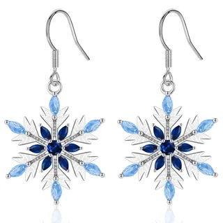 MASOP Schneeflocken Ohrringe Hängend AAA Zirkonia Pink Rosa Ohrhänger Weihnachten Schmuck Geschenke für Damen Frauen