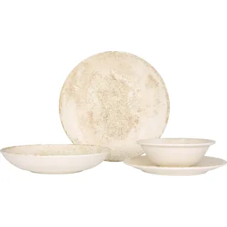 Bonna Geschirrset (Medium) - Nacrous - 24 teilig - 6 Personen - Porzellan - Beige