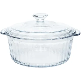 Auflaufformen mit Deckel und Griff 2,5L, Rund Glas Backformen für Ofen und Mikrowelle, Klare Bleifreie Glas Backform, Glasbräter mit Glasdeckel zum Backen und Kochen