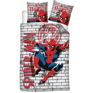 Bettwäsche Spiderman Graffiti für Einzelbett, Bettbezug 140 x 200 cm + Kissenbezug 65 x 65 cm, Polyester-Baumwoll-Mischgewebe