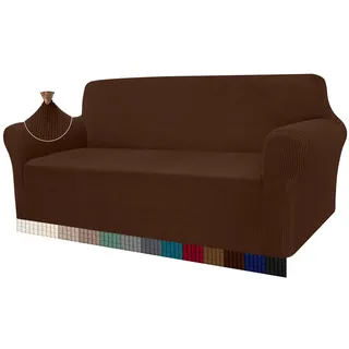 Granbest High Stretch Sofabezug Moderne Sofaüberwurf Jacquard Elastische Sofahusse für Wohnzimmer Protector für Hunde Haustiere (3 Sitzer, Schokolade)