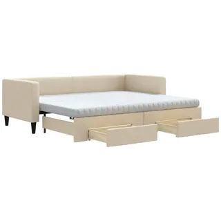 vidaXL Tagesbett Ausziehbar mit Schubladen Creme 80x200 cm Stoff - Creme