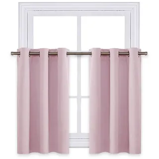 NICETOWN Raumverdunkelnder Fenster-Volant, wärmeisoliert, energiesparend, intelligente Vorhänge mit Ösen für Schlafzimmer, Lavendelrosa = Babyrosa, 2 Paneele, 42 x 24 L + 3 cm Kopfleiste