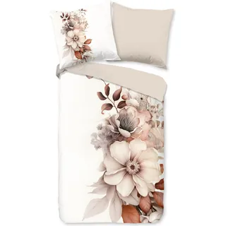 Duvet cover Good Morning 135x200 + 1* 80x80 cm - flowers - Beige