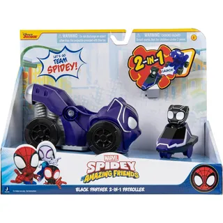 Marvel Spidey and His Amazing Friends Jump Attack Vehicle (Black Panther) - Jump Attack 2in1 Fahrzeug mit schwarzem Panther - Spielzeug mit deinem freundlichen Hellhborhood Spideys
