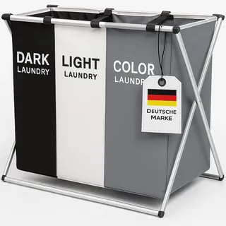 Wäschesammler faltbar Wäschesortierer Wäschekorb Wäsche Box 3 Fächer Wäschesack
