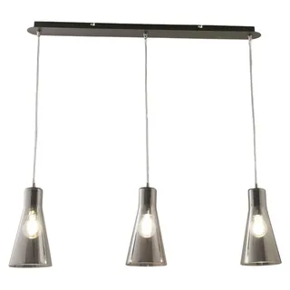 Dafne Pendelleuchte aus Metall und mundgeblasenem Glas, Rauchglas, 3-flammig, E27 40W - Elegantes Design für moderne und stilvolle Interieurs - Grau