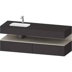 Duravit Qatego Einbauwaschtisch mit Konsolenwaschtischunterbau, 1600x550x600mm, Nische Taupe Matt, Becken links, QA4795091, Farbe: Graphit Supermatt/mit Nischenbeleuchtung